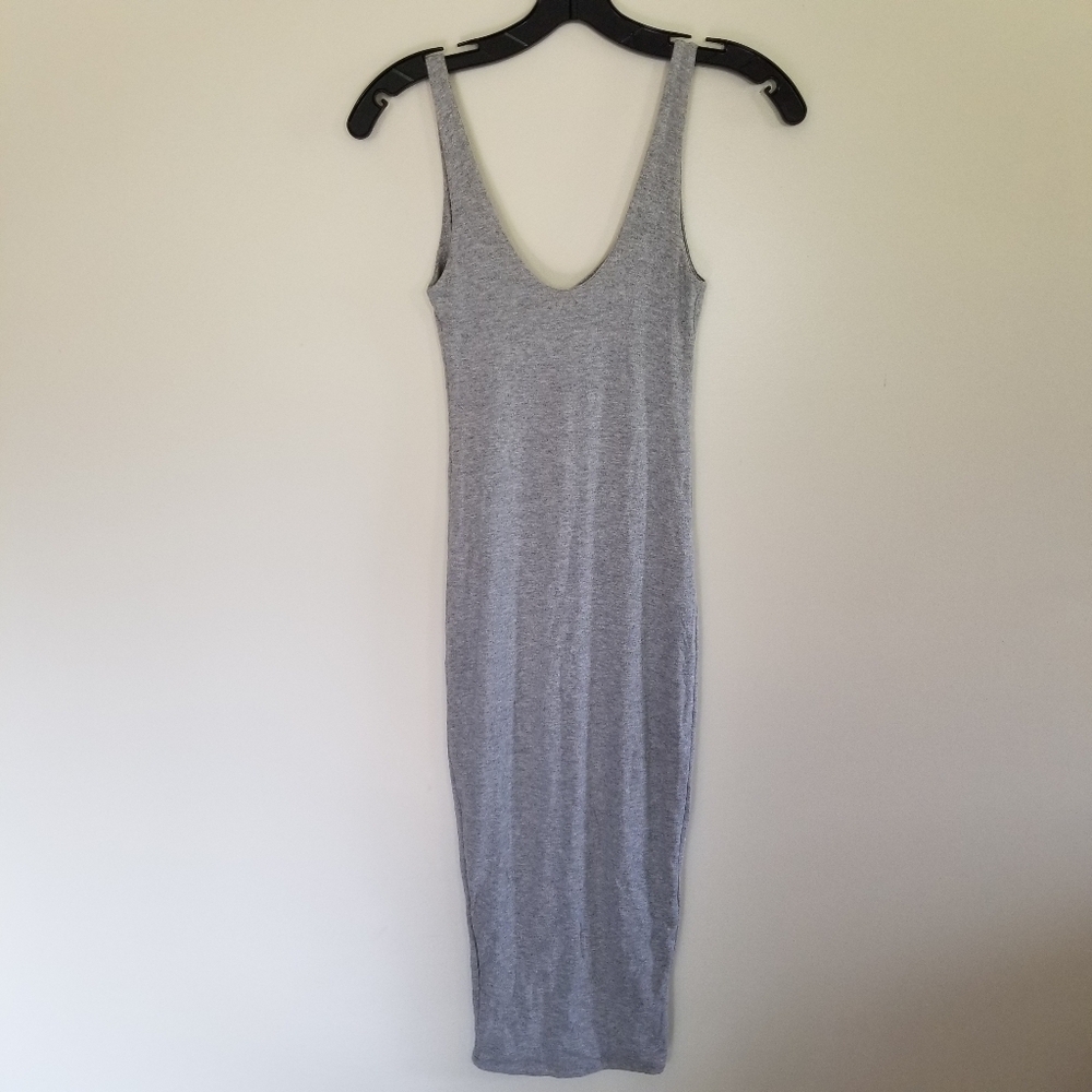 NWT Naked Wardrobe Body Sculpt Shapewear Jersey Dress Grey Midi Length Size M